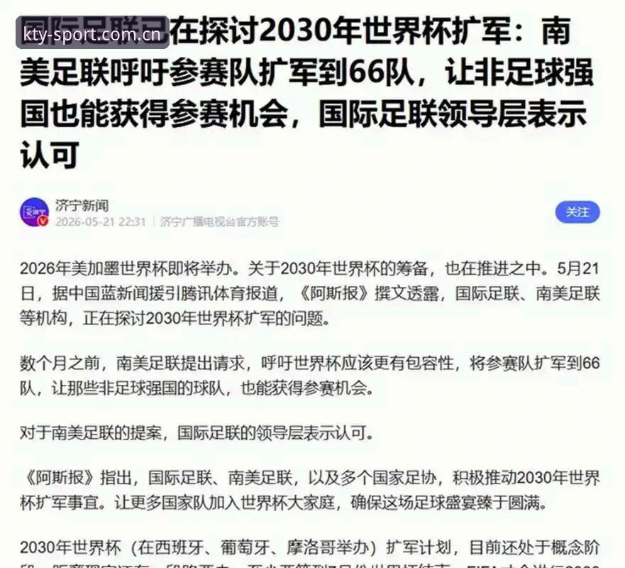2030世界杯扩军66队计划详解：中国足球的机遇与挑战